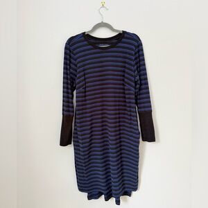 Universal Standard Tee Rex long sleeve dress, XS (US 10–12), striped, pockets